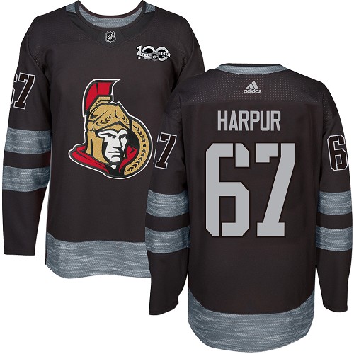 Men's Adidas Ottawa Senators #67 Ben Harpur Premier Black 1917-2017 100th Anniversary NHL Jersey