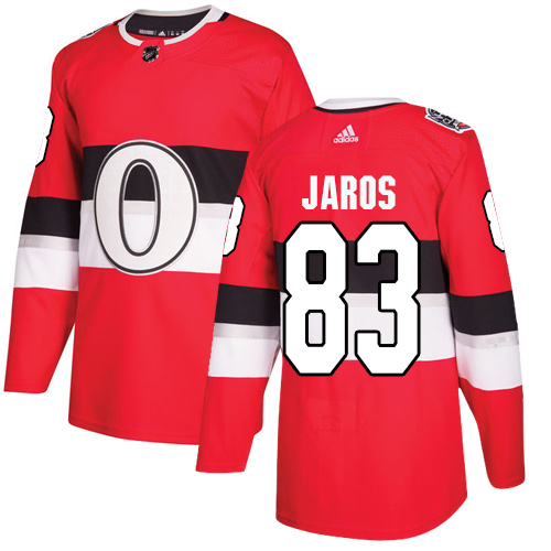 Men's Adidas Ottawa Senators #83 Christian Jaros Authentic Red 2017 100 Classic NHL Jersey