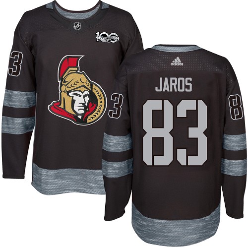 Men's Adidas Ottawa Senators #83 Christian Jaros Premier Black 1917-2017 100th Anniversary NHL Jersey