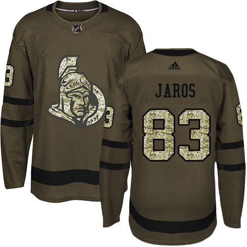 Youth Adidas Ottawa Senators #83 Christian Jaros Authentic Green Salute to Service NHL Jersey