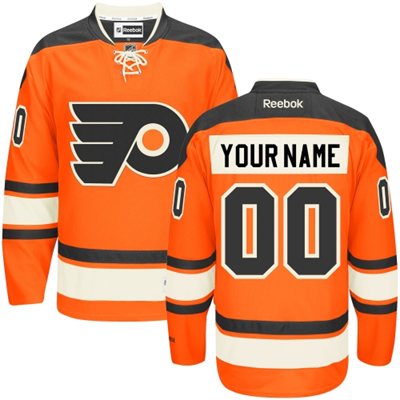 Men's Reebok Philadelphia Flyers Customized Authentic Orange New Third NHL Jersey