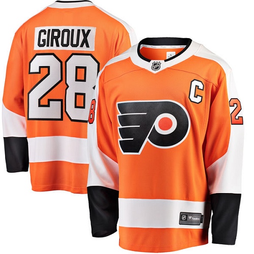Men's Philadelphia Flyers #28 Claude Giroux Fanatics Branded Orange Home Breakaway NHL Jersey