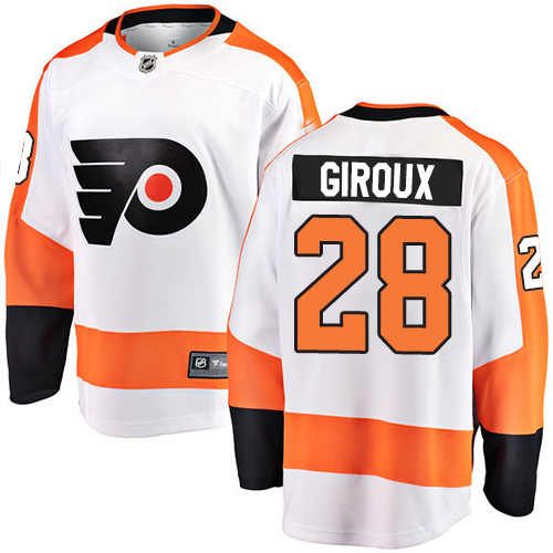 Men's Philadelphia Flyers #28 Claude Giroux Fanatics Branded White Away Breakaway NHL Jersey