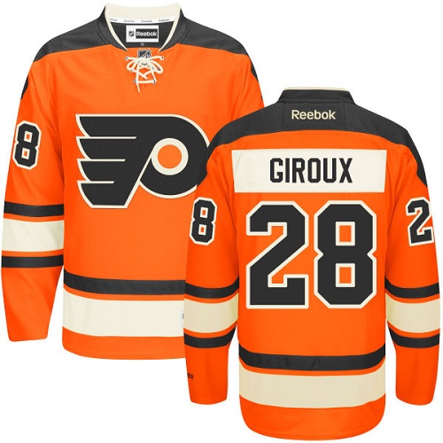 Men's Reebok Philadelphia Flyers #28 Claude Giroux Premier Orange New Third NHL Jersey