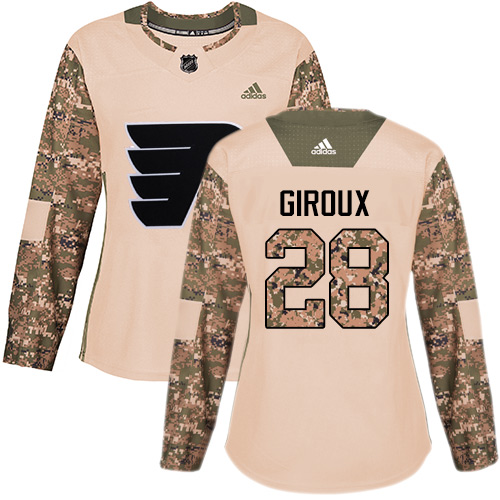 Women's Adidas Philadelphia Flyers #28 Claude Giroux Authentic Camo Veterans Day Practice NHL Jersey