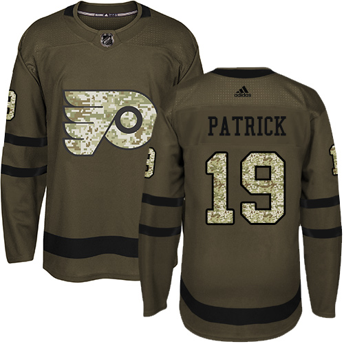 Men's Adidas Philadelphia Flyers #19 Nolan Patrick Authentic Green Salute to Service NHL Jersey
