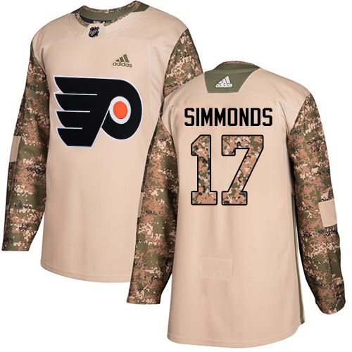 Men's Adidas Philadelphia Flyers #17 Wayne Simmonds Authentic Camo Veterans Day Practice NHL Jersey