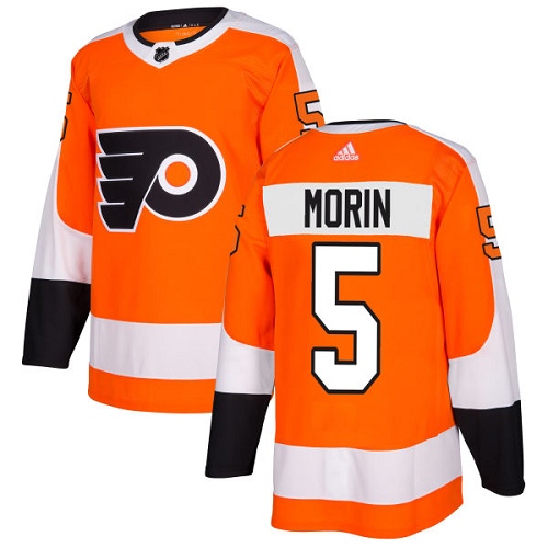 Men's Adidas Philadelphia Flyers #5 Samuel Morin Authentic Orange Home NHL Jersey
