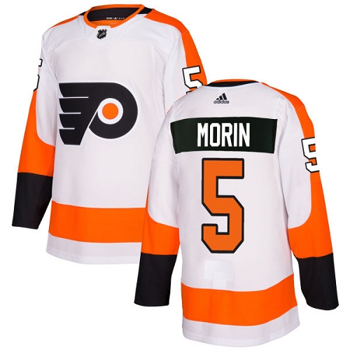 Men's Adidas Philadelphia Flyers #5 Samuel Morin Authentic White Away NHL Jersey