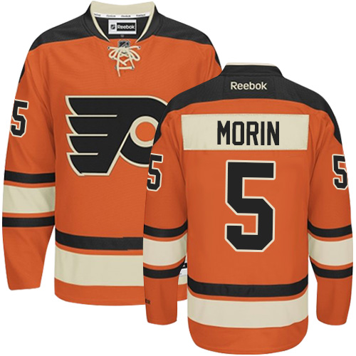 Men's Reebok Philadelphia Flyers #5 Samuel Morin Authentic Orange New Third NHL Jersey