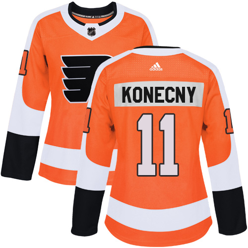 Women's Adidas Philadelphia Flyers #11 Travis Konecny Authentic Orange Home NHL Jersey