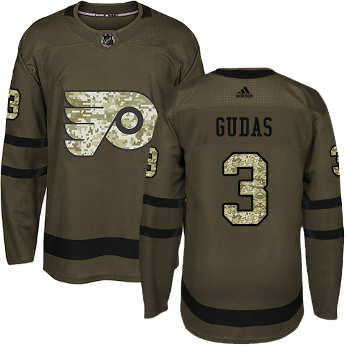 Men's Adidas Philadelphia Flyers #3 Radko Gudas Premier Green Salute to Service NHL Jersey