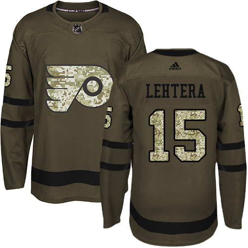 Men's Adidas Philadelphia Flyers #15 Jori Lehtera Authentic Green Salute to Service NHL Jersey