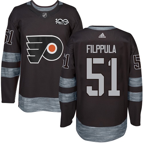 Men's Adidas Philadelphia Flyers #51 Valtteri Filppula Authentic Black 1917-2017 100th Anniversary NHL Jersey