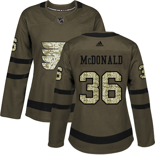 Women's Adidas Philadelphia Flyers #36 Colin McDonald Authentic Green Salute to Service NHL Jersey