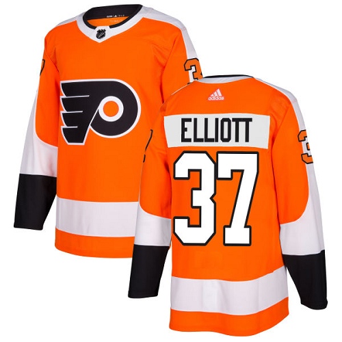 Men's Adidas Philadelphia Flyers #37 Brian Elliott Authentic Orange Home NHL Jersey