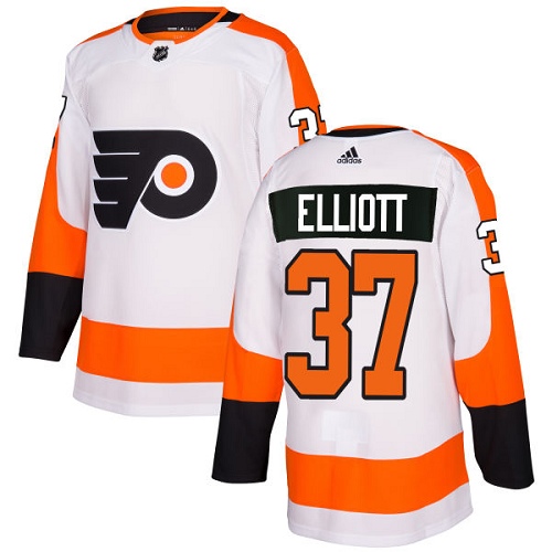 Men's Adidas Philadelphia Flyers #37 Brian Elliott Authentic White Away NHL Jersey