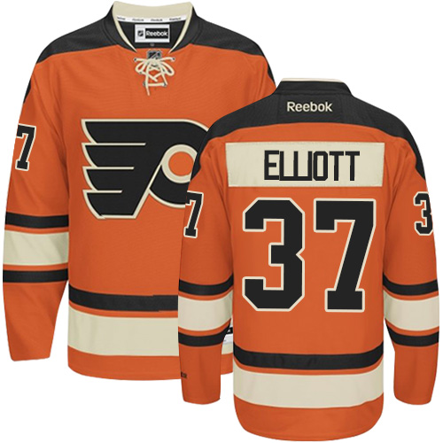 Men's Reebok Philadelphia Flyers #37 Brian Elliott Authentic Orange New Third NHL Jersey