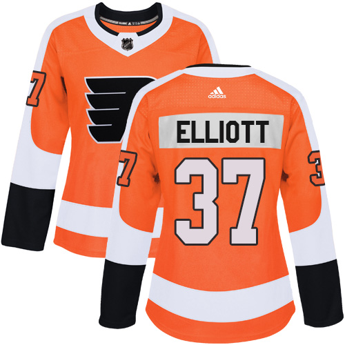 Women's Adidas Philadelphia Flyers #37 Brian Elliott Premier Orange Home NHL Jersey