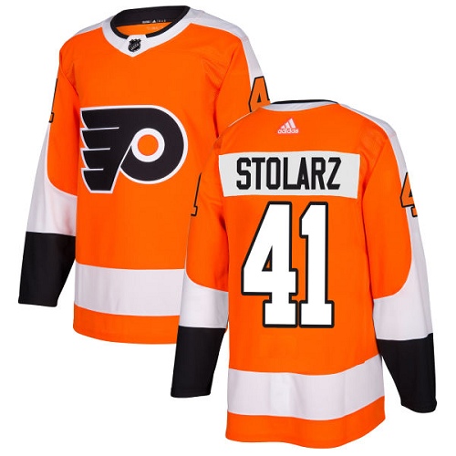 Men's Adidas Philadelphia Flyers #41 Anthony Stolarz Authentic Orange Home NHL Jersey