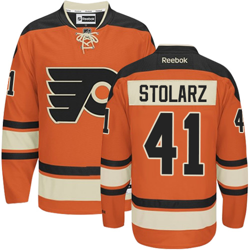 Men's Reebok Philadelphia Flyers #41 Anthony Stolarz Premier Orange New Third NHL Jersey