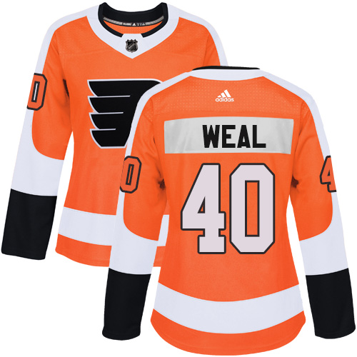 Women's Adidas Philadelphia Flyers #40 Jordan Weal Authentic Orange Home NHL Jersey