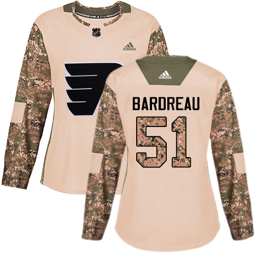 Women's Adidas Philadelphia Flyers #51 Cole Bardreau Authentic Camo Veterans Day Practice NHL Jersey