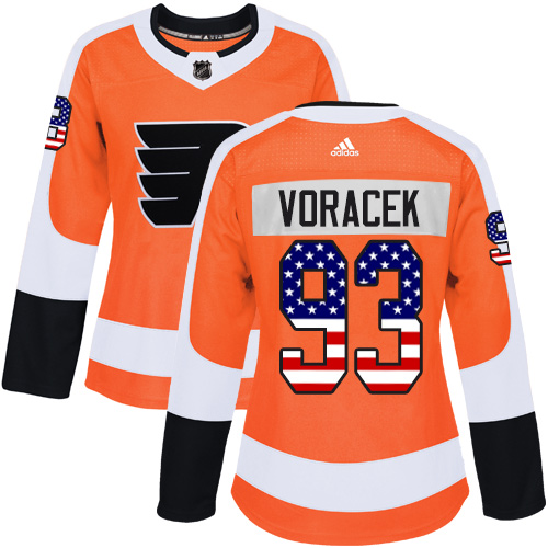 Women's Adidas Philadelphia Flyers #93 Jakub Voracek Authentic Orange USA Flag Fashion NHL Jersey