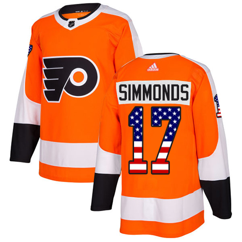 Youth Adidas Philadelphia Flyers #17 Wayne Simmonds Authentic Orange USA Flag Fashion NHL Jersey