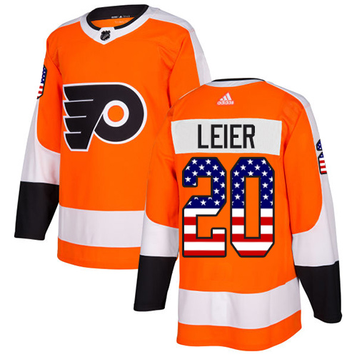 Men's Adidas Philadelphia Flyers #20 Taylor Leier Authentic Orange USA Flag Fashion NHL Jersey