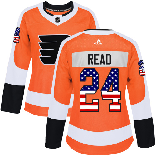 Women's Adidas Philadelphia Flyers #24 Matt Read Authentic Orange USA Flag Fashion NHL Jersey