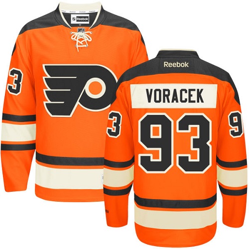 Men's Reebok Philadelphia Flyers #93 Jakub Voracek Premier Orange New Third NHL Jersey