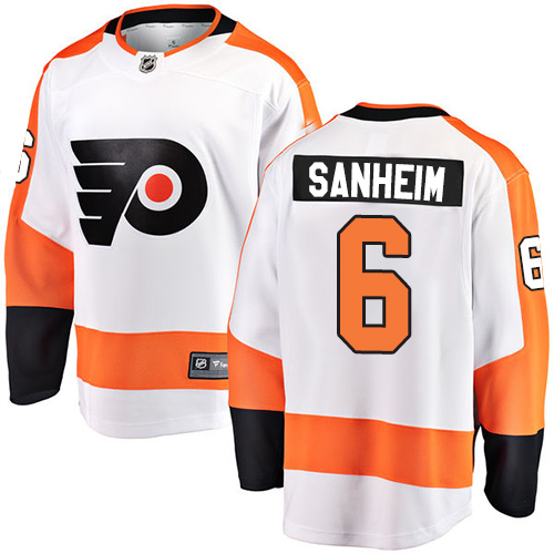 Men's Philadelphia Flyers #6 Travis Sanheim Fanatics Branded White Away Breakaway NHL Jersey