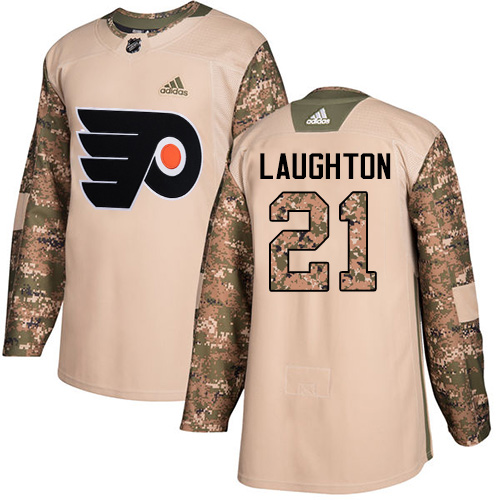 Men's Adidas Philadelphia Flyers #21 Scott Laughton Authentic Camo Veterans Day Practice NHL Jersey