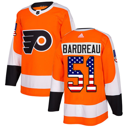 Men's Adidas Philadelphia Flyers #51 Cole Bardreau Authentic Orange USA Flag Fashion NHL Jersey