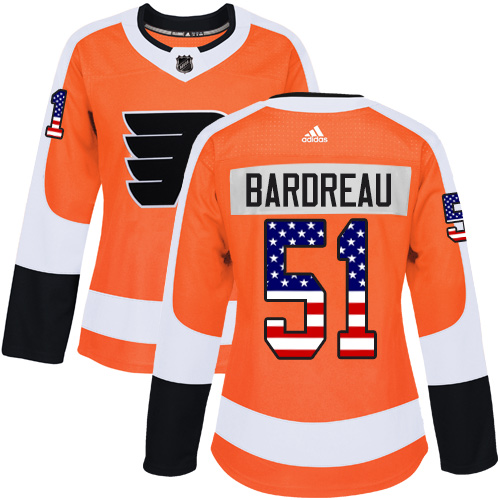 Women's Adidas Philadelphia Flyers #51 Cole Bardreau Authentic Orange USA Flag Fashion NHL Jersey