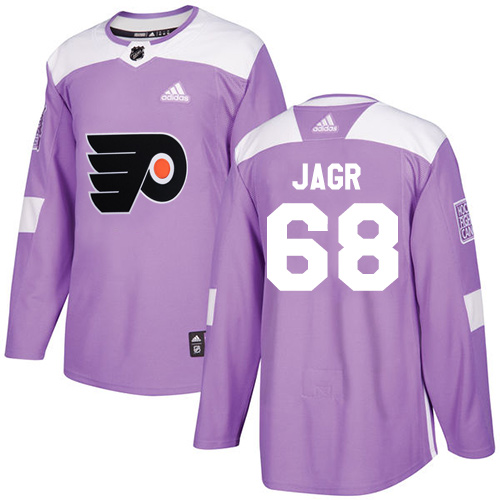 Men's Adidas Philadelphia Flyers #68 Jaromir Jagr Authentic Purple Fights Cancer Practice NHL Jersey