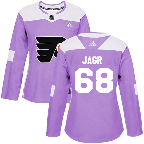 Women's Adidas Philadelphia Flyers #68 Jaromir Jagr Authentic Purple Fights Cancer Practice NHL Jersey