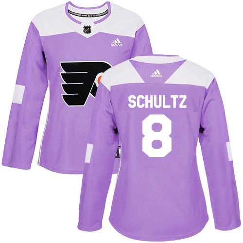 Women's Adidas Philadelphia Flyers #8 Dave Schultz Authentic Purple Fights Cancer Practice NHL Jersey