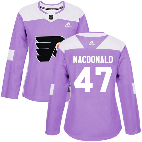 Women's Adidas Philadelphia Flyers #47 Andrew MacDonald Authentic Purple Fights Cancer Practice NHL Jersey