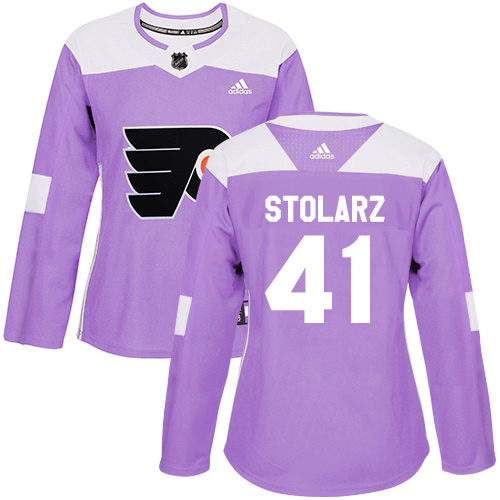 Women's Adidas Philadelphia Flyers #41 Anthony Stolarz Authentic Purple Fights Cancer Practice NHL Jersey