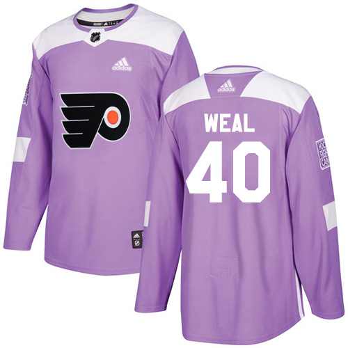 Youth Adidas Philadelphia Flyers #40 Jordan Weal Authentic Purple Fights Cancer Practice NHL Jersey