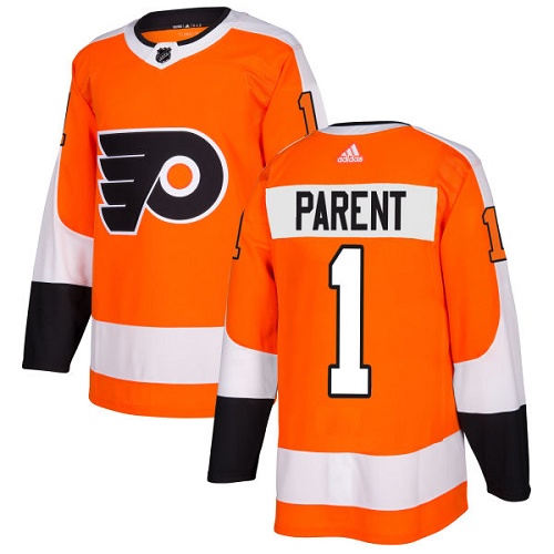 Men's Adidas Philadelphia Flyers #1 Bernie Parent Authentic Orange Home NHL Jersey