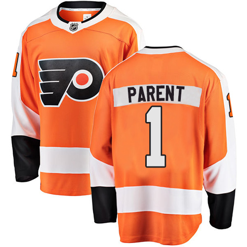 Men's Philadelphia Flyers #1 Bernie Parent Fanatics Branded Orange Home Breakaway NHL Jersey