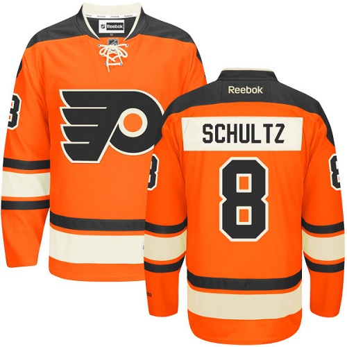 Men's Reebok Philadelphia Flyers #8 Dave Schultz Premier Orange New Third NHL Jersey