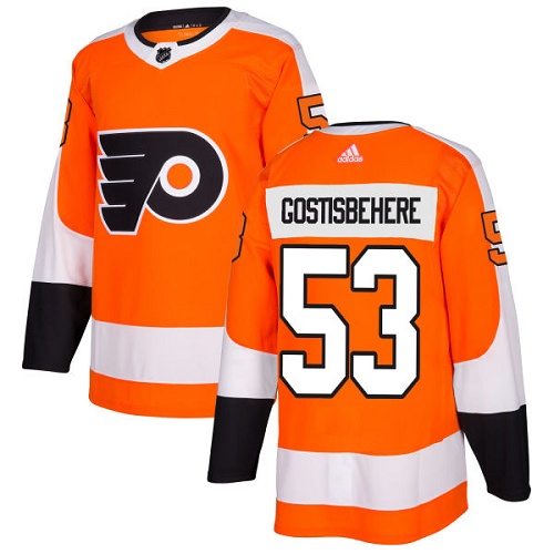 Men's Adidas Philadelphia Flyers #53 Shayne Gostisbehere Authentic Orange Home NHL Jersey