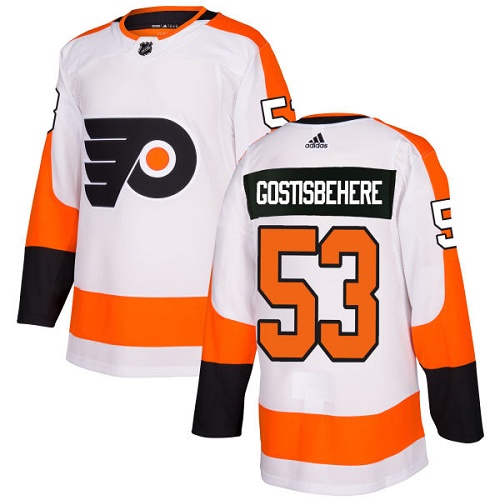 Men's Adidas Philadelphia Flyers #53 Shayne Gostisbehere Authentic White Away NHL Jersey