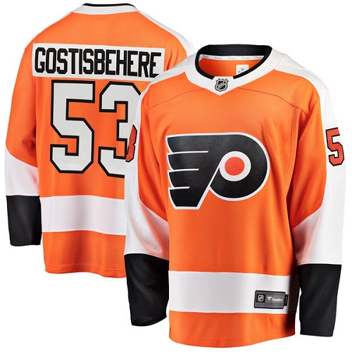 Men's Philadelphia Flyers #53 Shayne Gostisbehere Fanatics Branded Orange Home Breakaway NHL Jersey