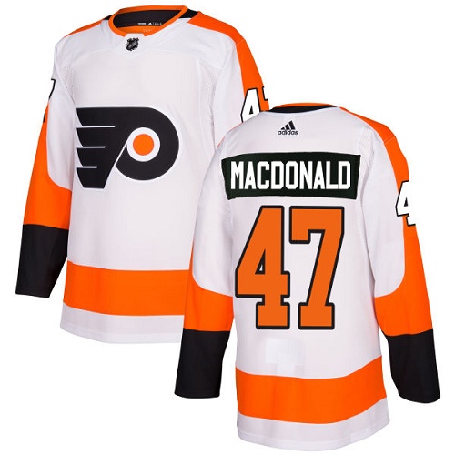 Men's Adidas Philadelphia Flyers #47 Andrew MacDonald Authentic White Away NHL Jersey
