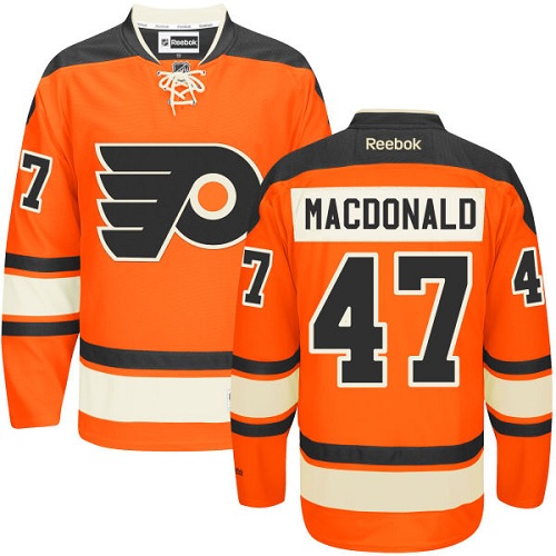 Men's Reebok Philadelphia Flyers #47 Andrew MacDonald Premier Orange New Third NHL Jersey